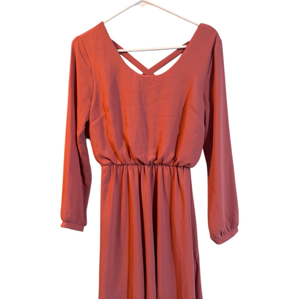 Lush Terracotta Long Sleeve Dress